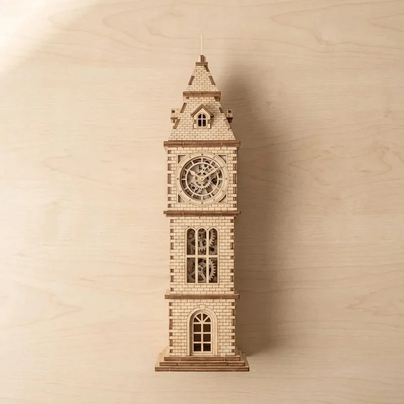 3D Wooden Clock Tower Puzzle — Architectural Model Kit - 2