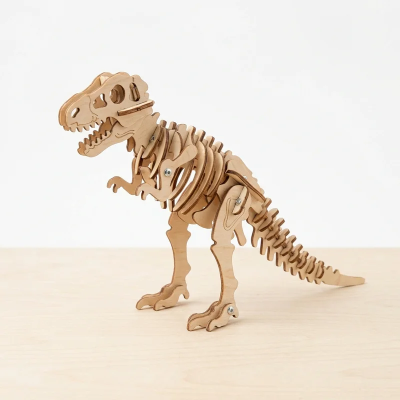 3D Wooden T-Rex Puzzle — Dinosaur Skeleton Assembly Kit - 1
