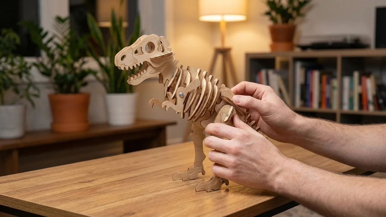 3D Wooden T-Rex Puzzle — Dinosaur Skeleton Assembly Kit - 5