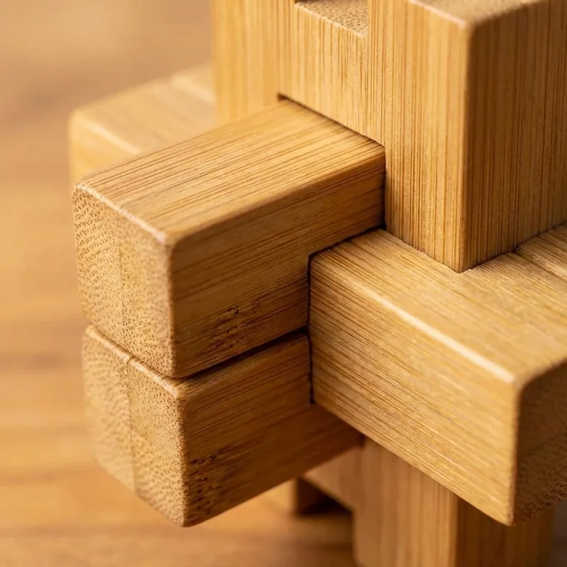 Bamboo Burr Knot Puzzle — Hard 6-Piece Interlock - 3