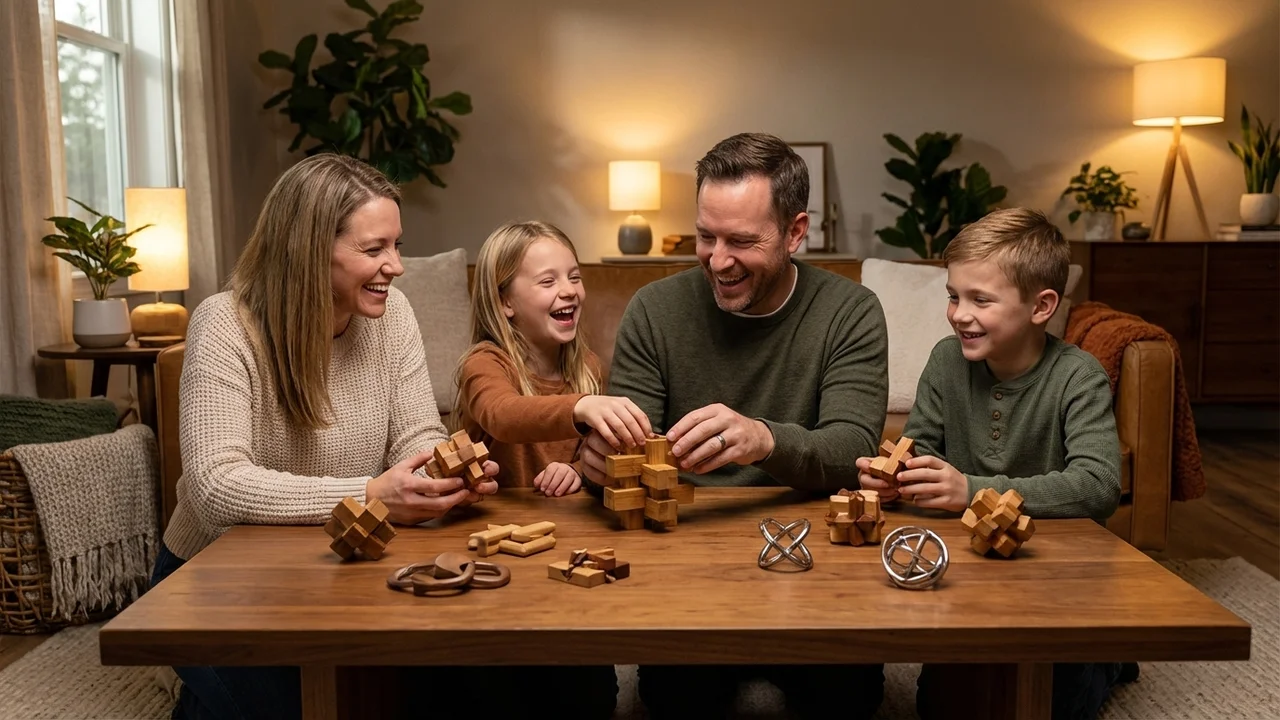 Bamboo Burr Knot Puzzle — Hard 6-Piece Interlock - 6