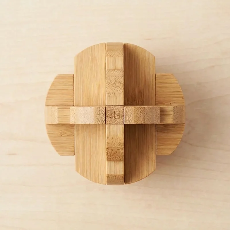 Bamboo Interlocking Sphere Puzzle — Medium Eco-Friendly Challenge - 2
