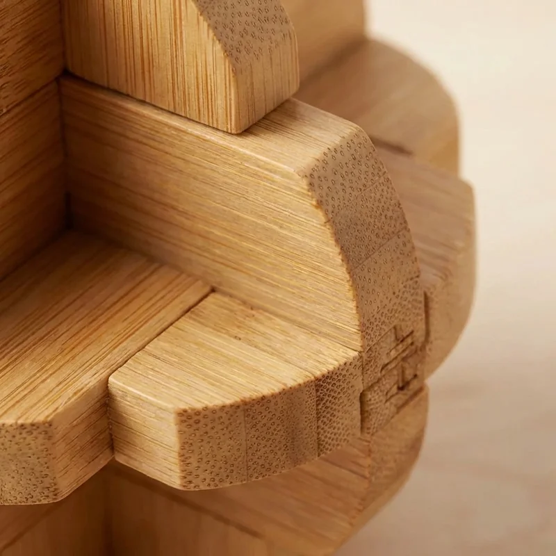 Bamboo Interlocking Sphere Puzzle — Medium Eco-Friendly Challenge - 3