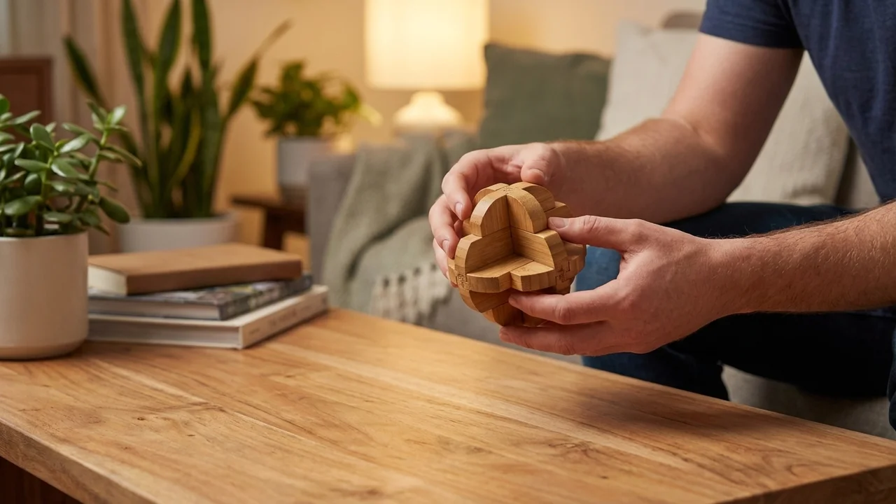 Bamboo Interlocking Sphere Puzzle — Medium Eco-Friendly Challenge - 5