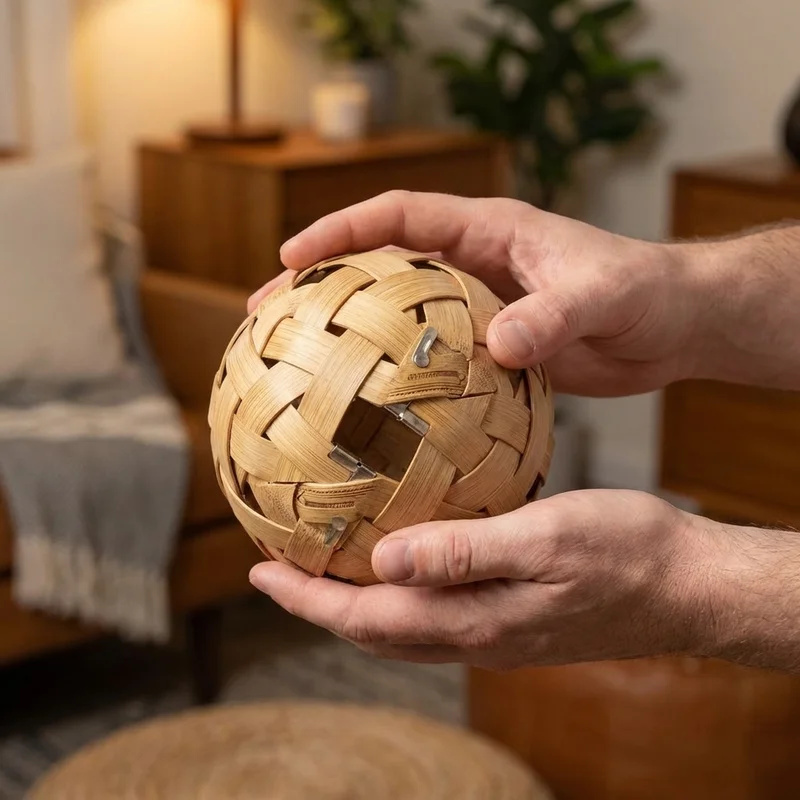 Bamboo Cage Ball Puzzle — Medium Sphere Escape Challenge - 4