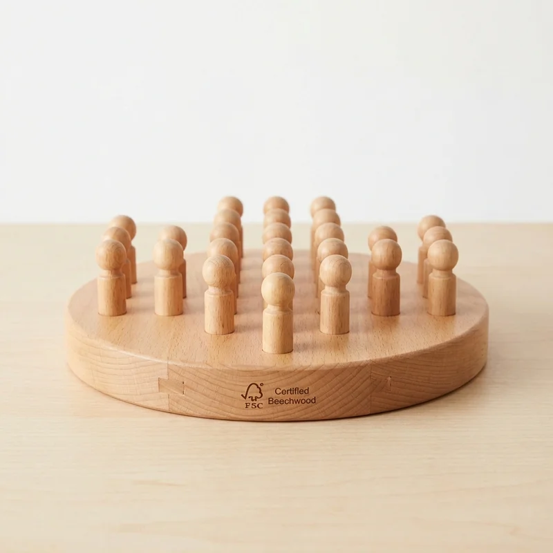 Beechwood Peg Solitaire — Easy Classic Brain Teaser - 1