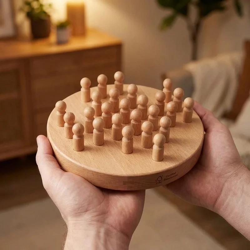 Beechwood Peg Solitaire — Easy Classic Brain Teaser - 4