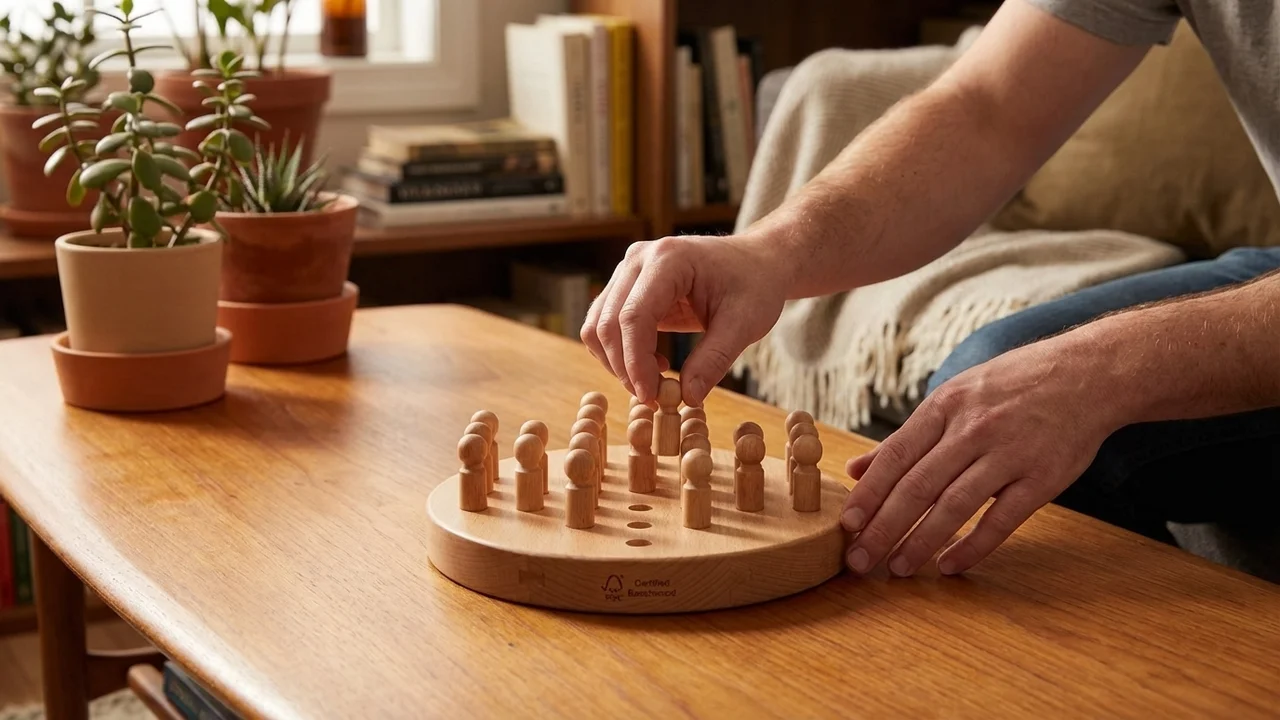 Beechwood Peg Solitaire — Easy Classic Brain Teaser - 5