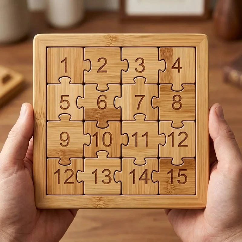 Bamboo Sliding Tile Puzzle — Easy Number Arrangement Game - 4