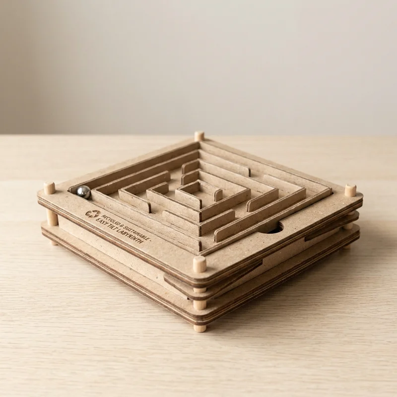 Recycled Cardboard Maze Puzzle — Easy Tilt Labyrinth - 1