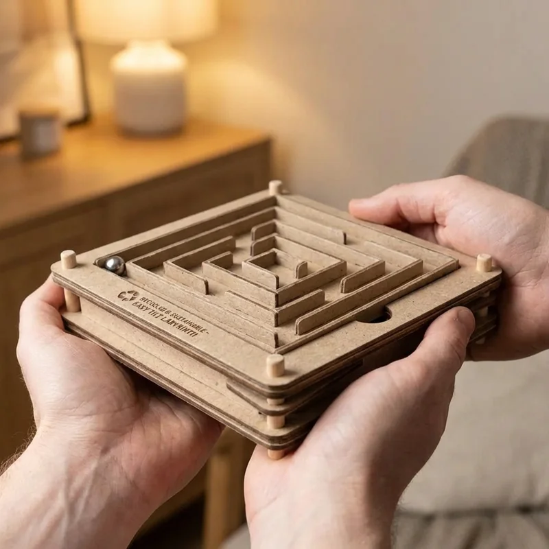 Recycled Cardboard Maze Puzzle — Easy Tilt Labyrinth - 4