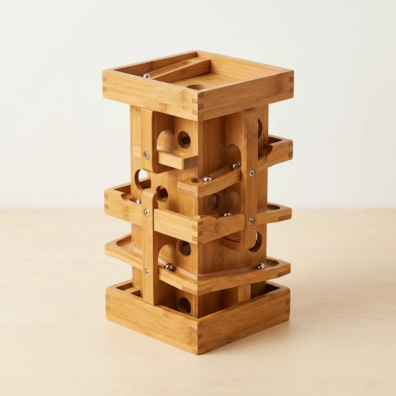 Bamboo Gravity Tower Labyrinth — Eco-Friendly 3D Drop Maze - 1