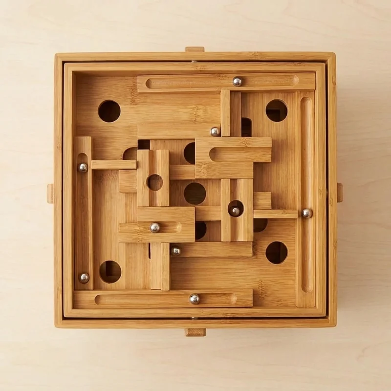 Bamboo Gravity Tower Labyrinth — Eco-Friendly 3D Drop Maze - 2