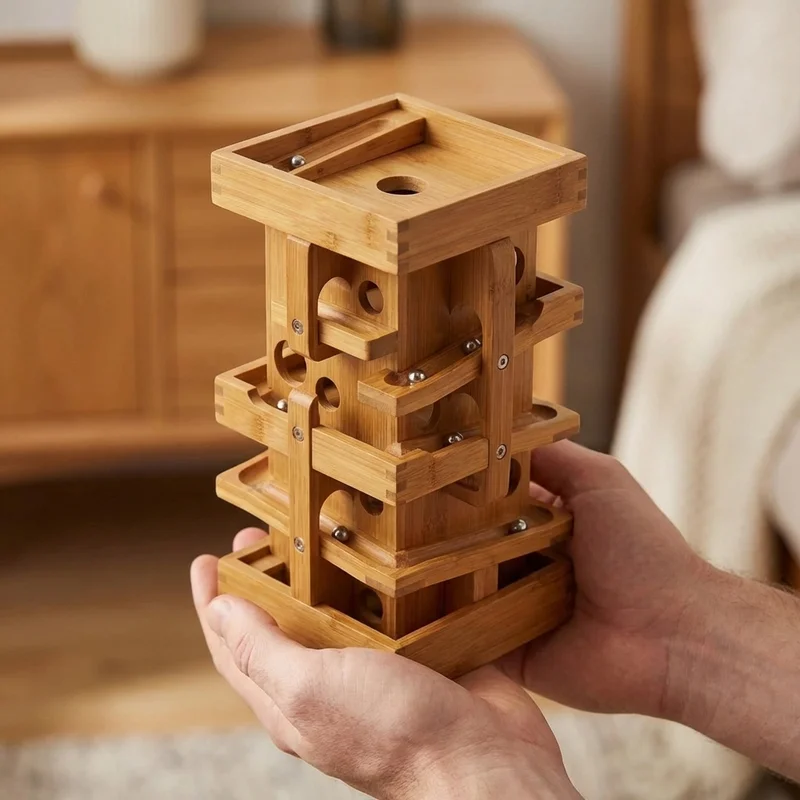 Bamboo Gravity Tower Labyrinth — Eco-Friendly 3D Drop Maze - 4