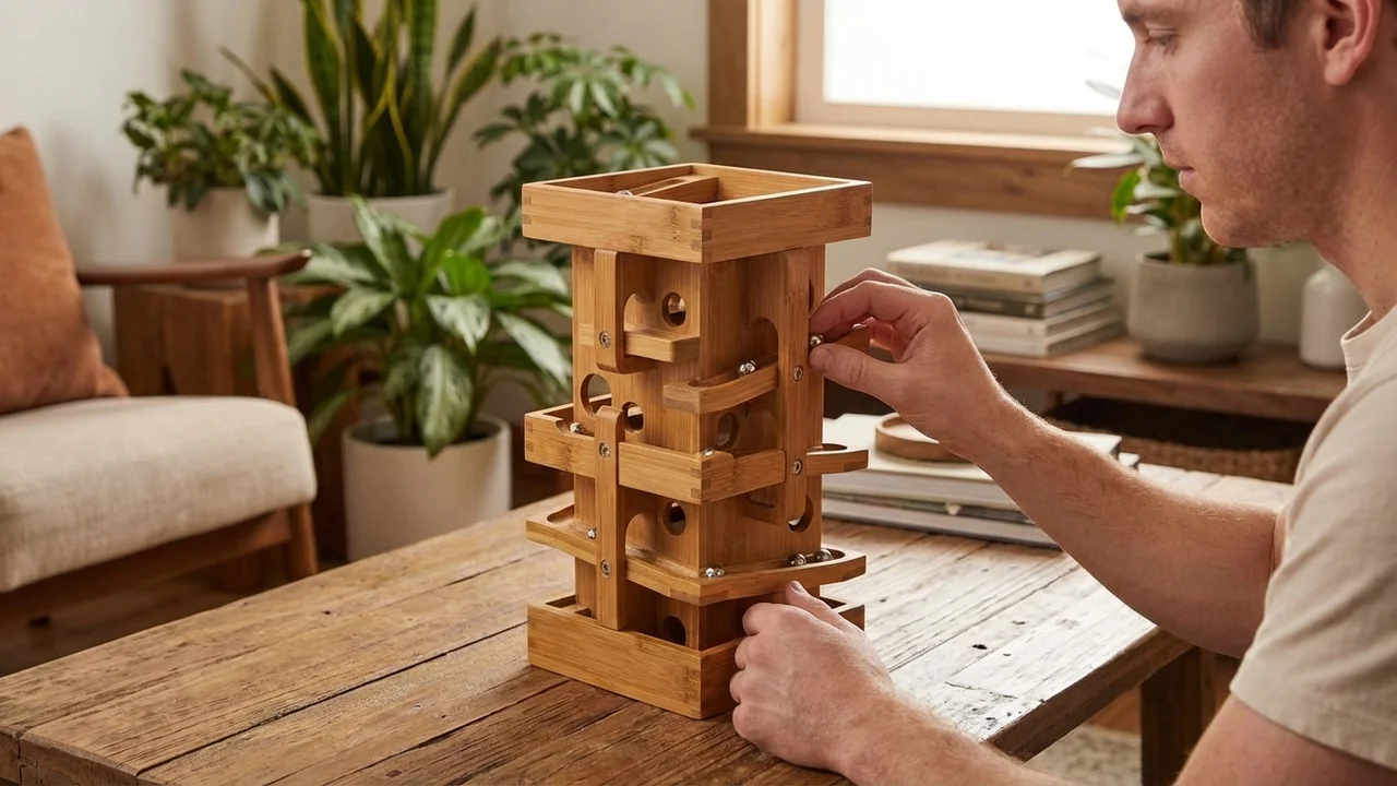 Bamboo Gravity Tower Labyrinth — Eco-Friendly 3D Drop Maze - 5