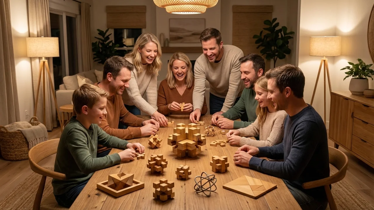 Bamboo Interlocking Puzzle — Hard 12-Piece Eco Brain Teaser - 6