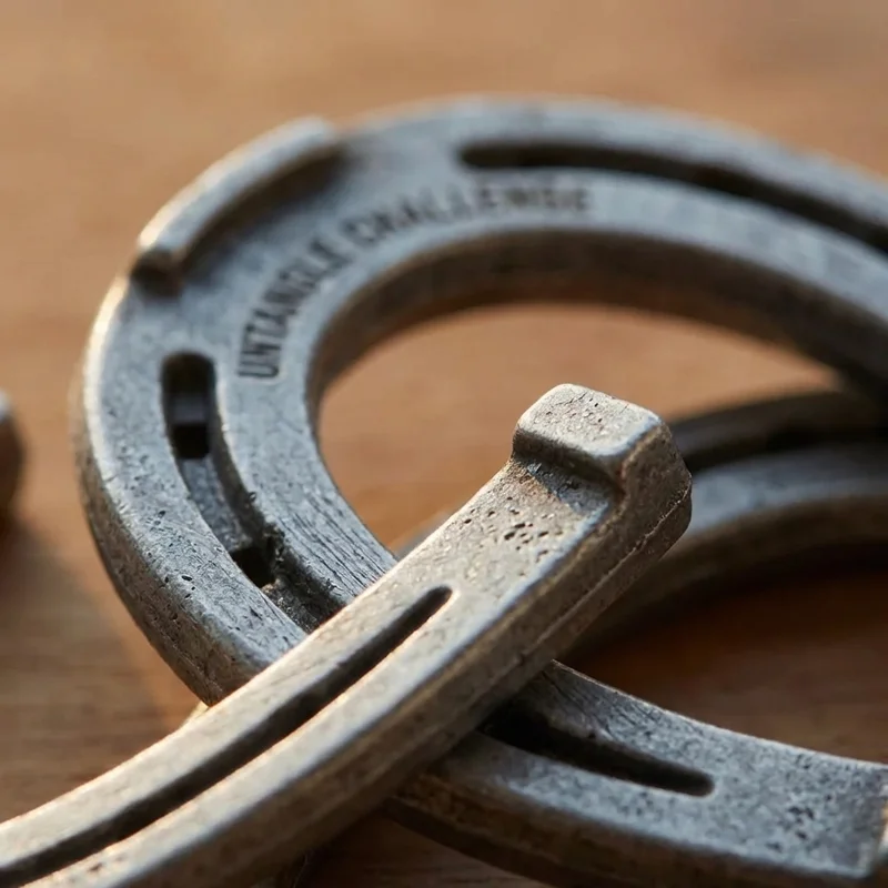 Cast Metal Horseshoe Puzzle — Easy Classic Untangle Challenge - 3