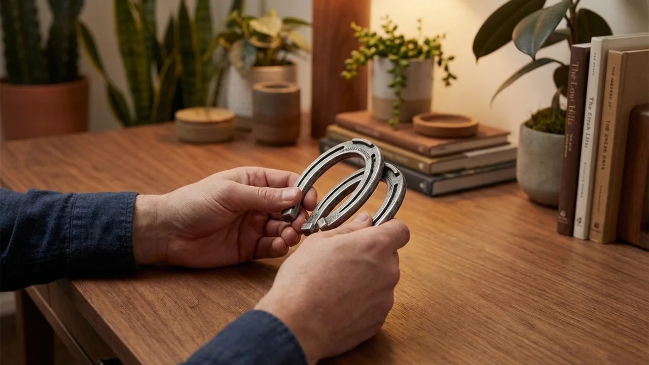 Cast Metal Horseshoe Puzzle — Easy Classic Untangle Challenge - 5