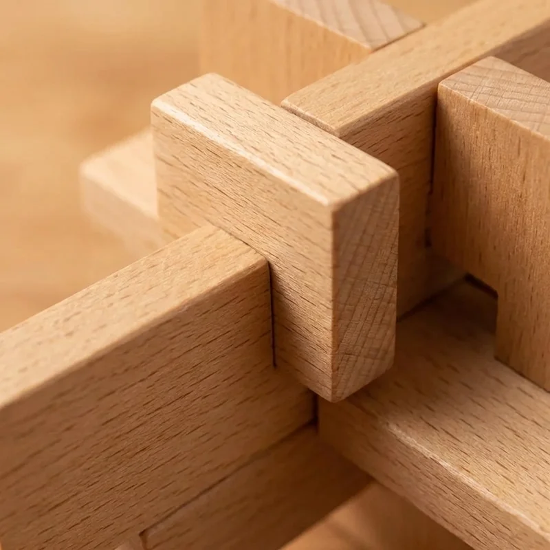 Wooden Star Puzzle — Medium 6-Piece Burr Challenge - 3