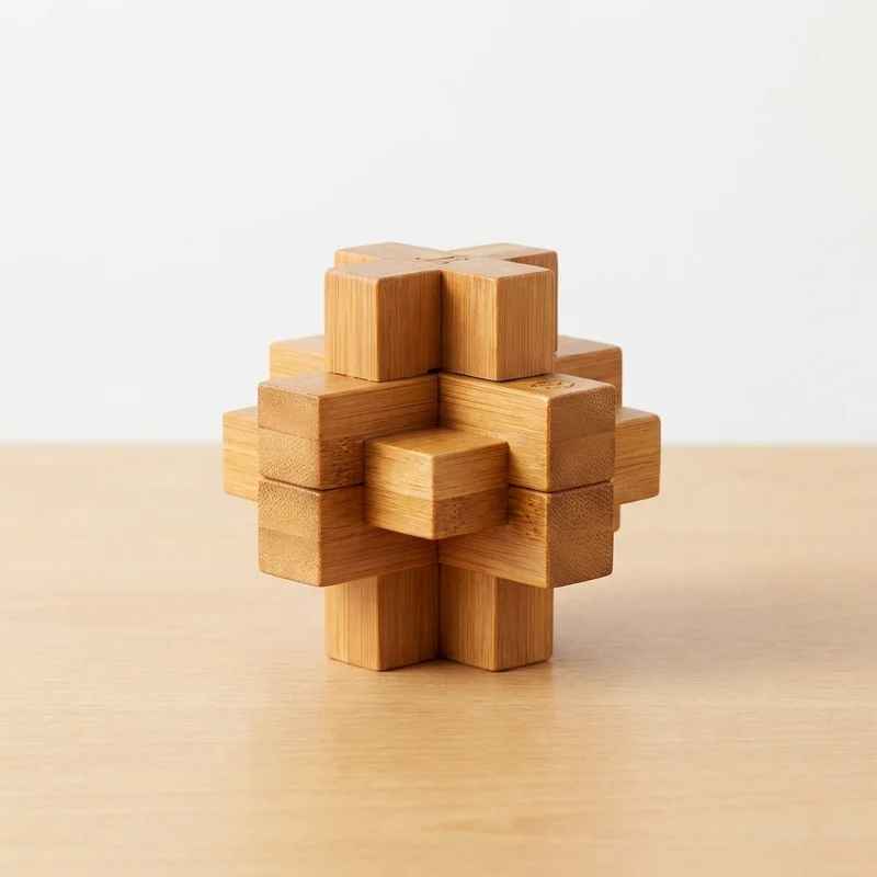 Bamboo Star Burr Puzzle — Hard Geometric Brain Teaser - 1