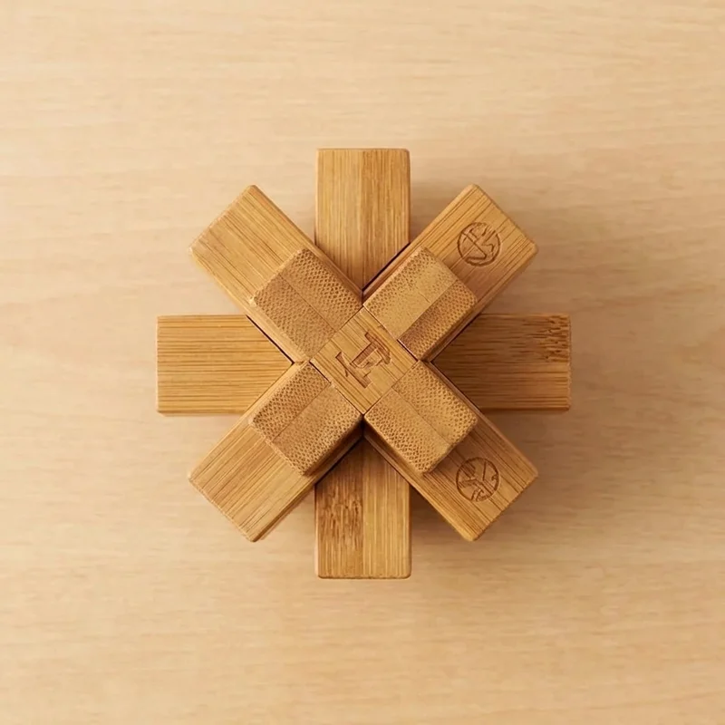 Bamboo Star Burr Puzzle — Hard Geometric Brain Teaser - 2