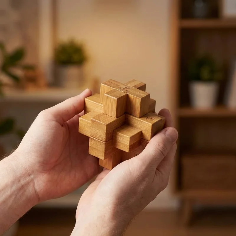 Bamboo Star Burr Puzzle — Hard Geometric Brain Teaser - 4