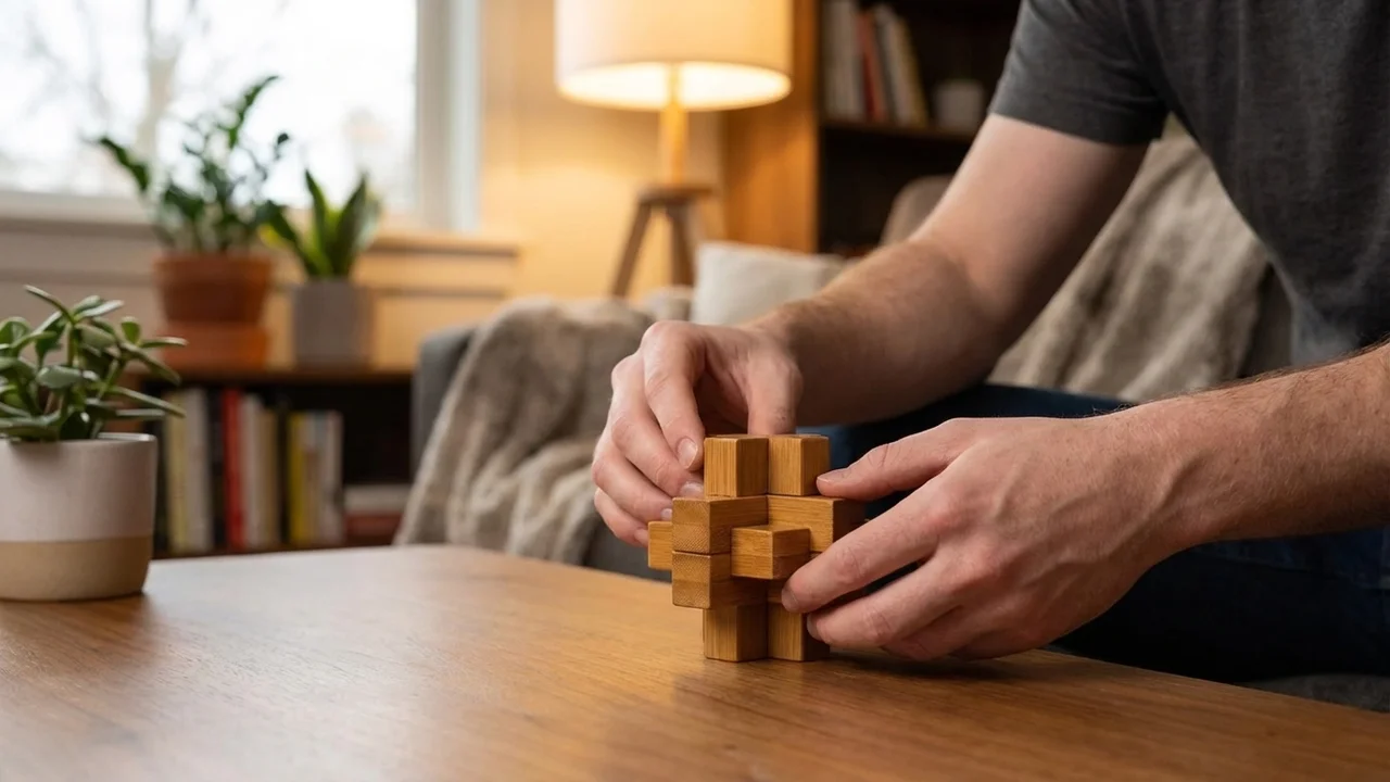 Bamboo Star Burr Puzzle — Hard Geometric Brain Teaser - 5