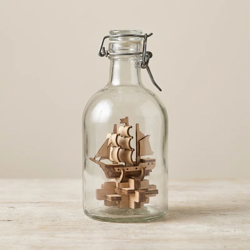 Glass Bottle Puzzle — Medium Ship-in-a-Bottle Challenge - 1