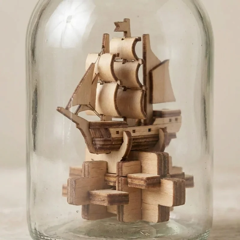 Glass Bottle Puzzle — Medium Ship-in-a-Bottle Challenge - 3