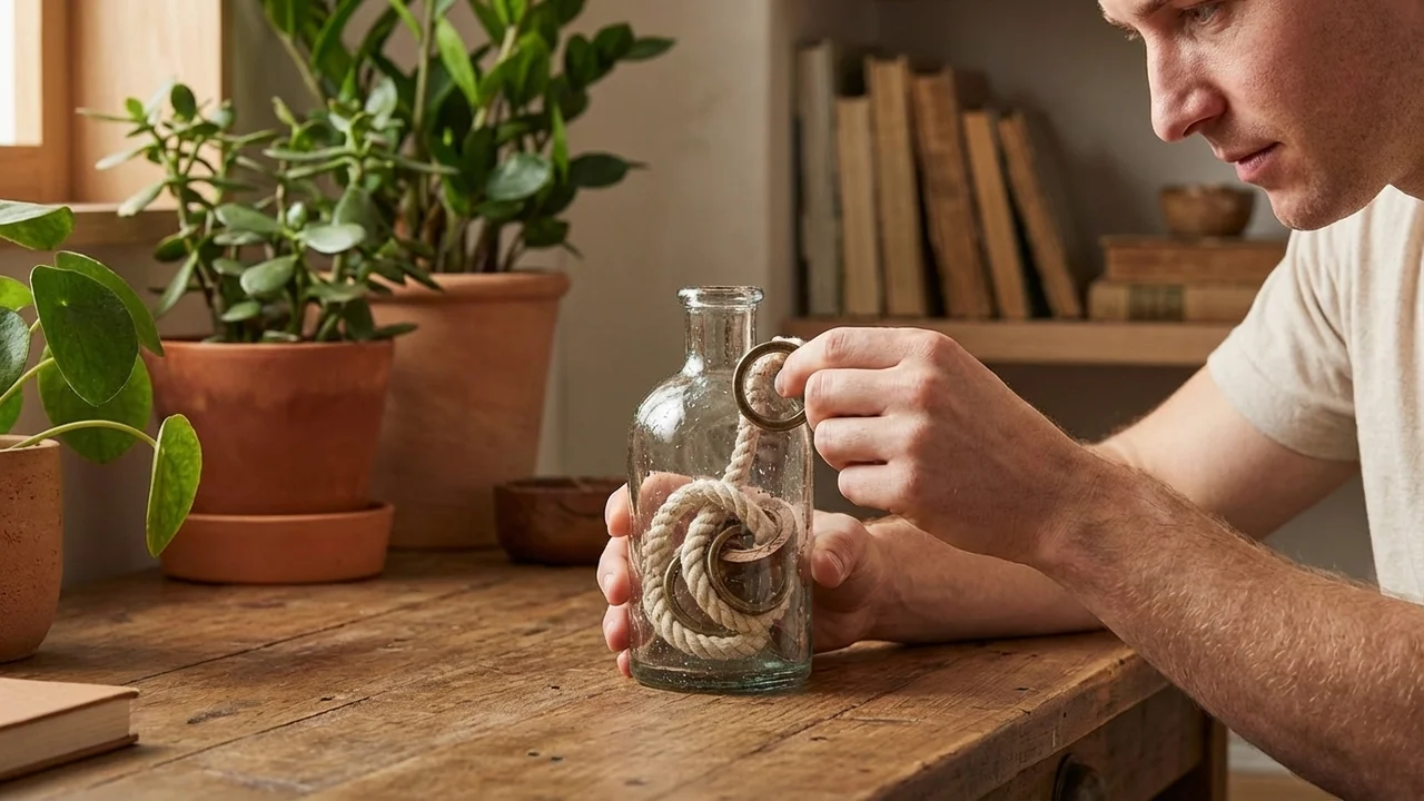 Recycled Glass Bottle Puzzle — Expert Ring Release - 5