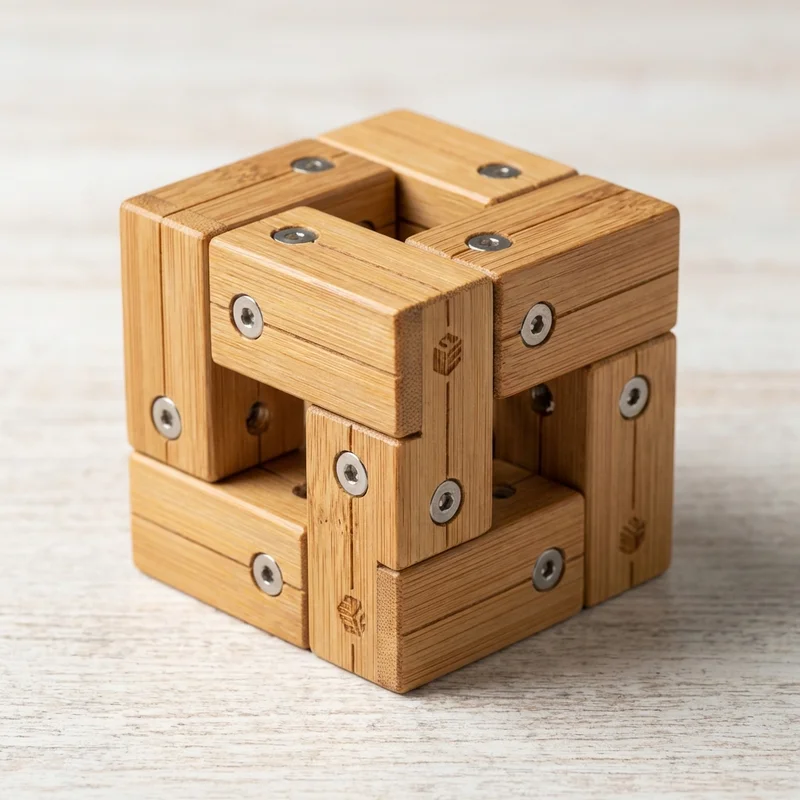 Bamboo Twist Cube Puzzle — Medium Rotating Challenge - 1