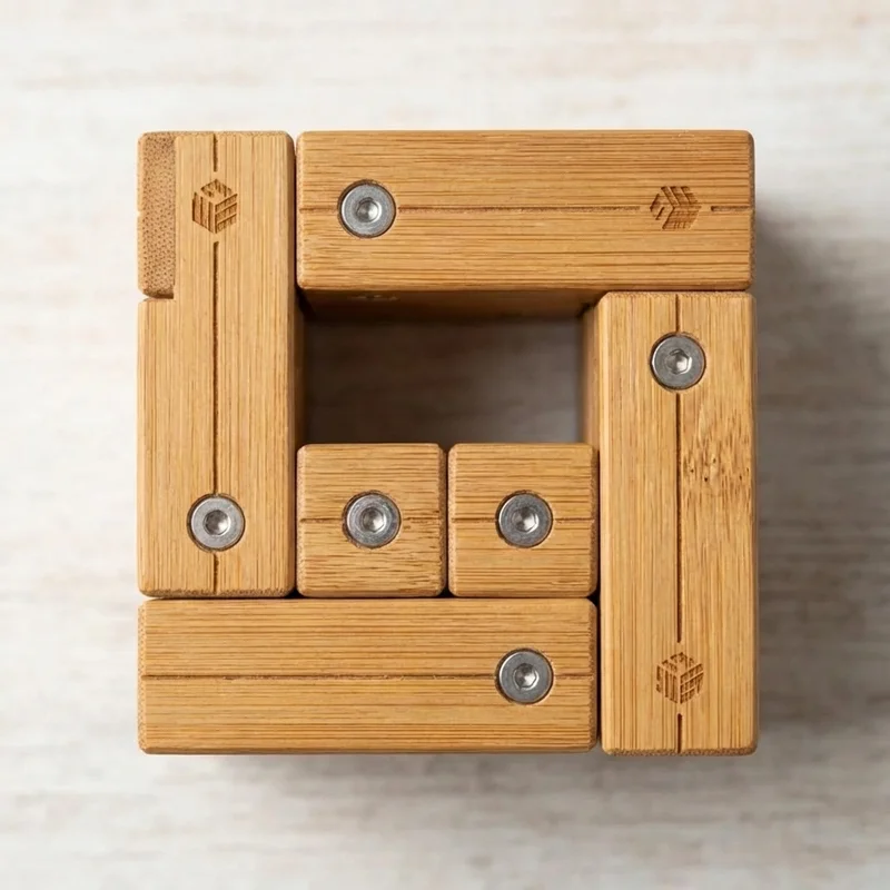 Bamboo Twist Cube Puzzle — Medium Rotating Challenge - 2