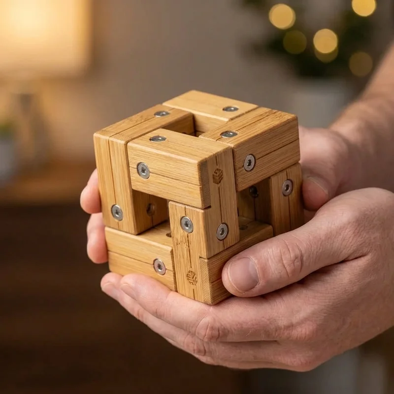 Bamboo Twist Cube Puzzle — Medium Rotating Challenge - 4