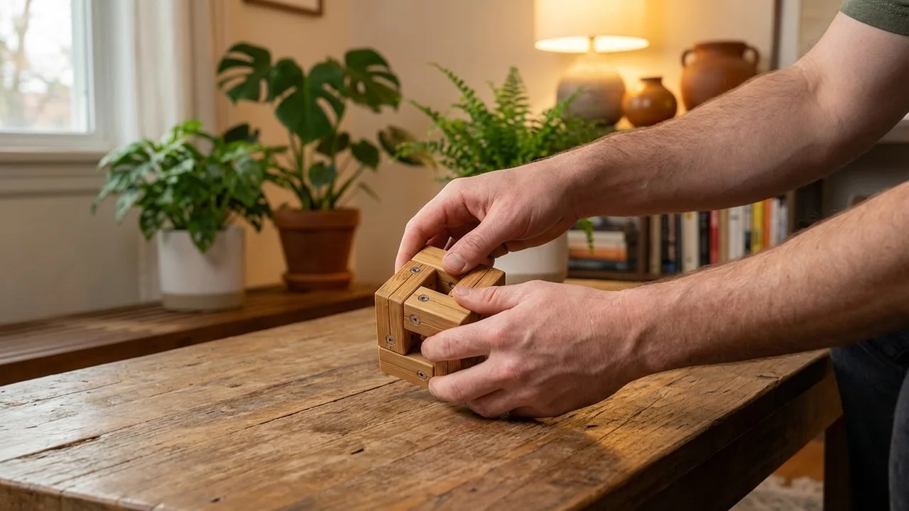 Bamboo Twist Cube Puzzle — Medium Rotating Challenge - 5