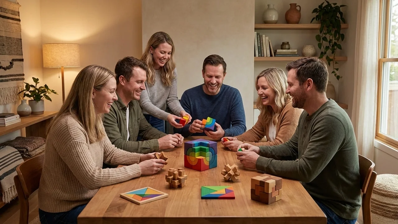 Rainbow Wooden Cube Puzzle — Easy Colorful Stacking Challenge - 6