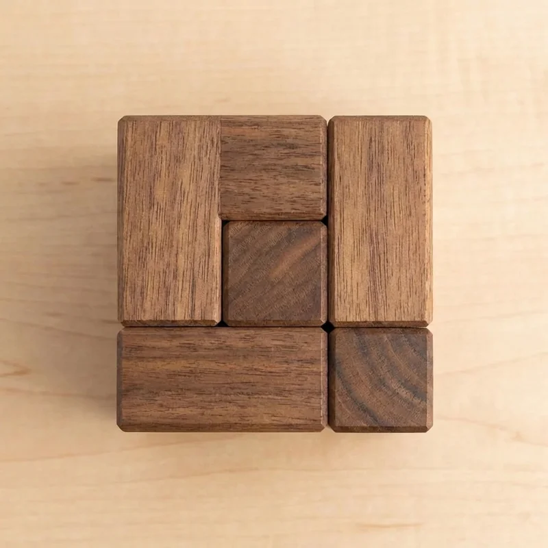 Walnut Soma Cube Puzzle — 7-Piece 3D Assembly Challenge - 2