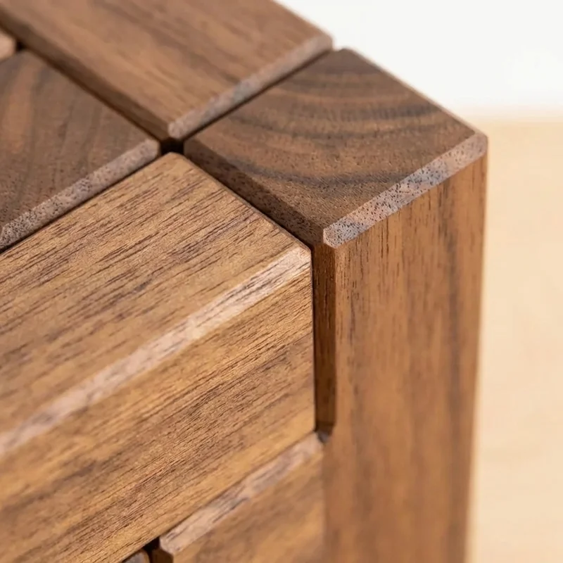 Walnut Soma Cube Puzzle — 7-Piece 3D Assembly Challenge - 3