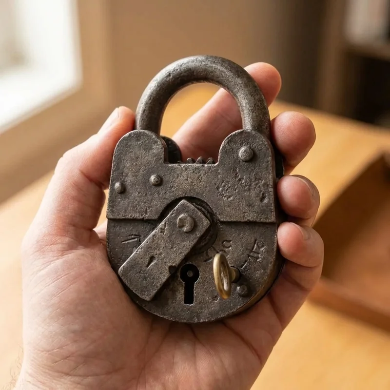 Cast Iron Trick Padlock Puzzle — Hard Hidden-Keyhole Challenge - 4