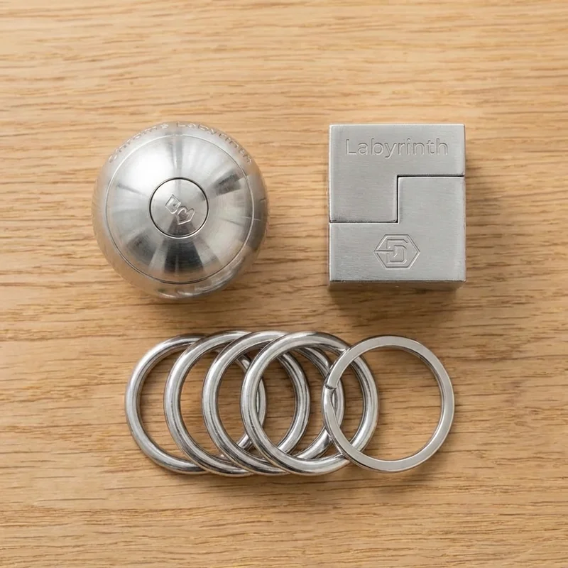 Chrome Labyrinth Keychain Set — Easy Portable Corporate Puzzles - 2