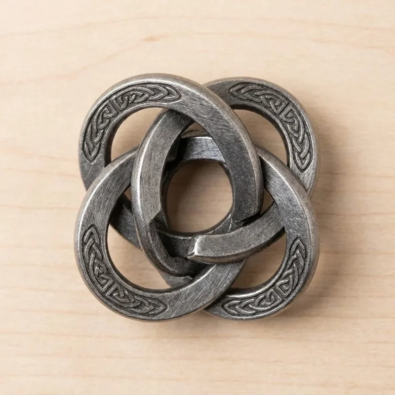Cast Metal Celtic Knot Puzzle — Medium Interlocking Ring Challenge - 2