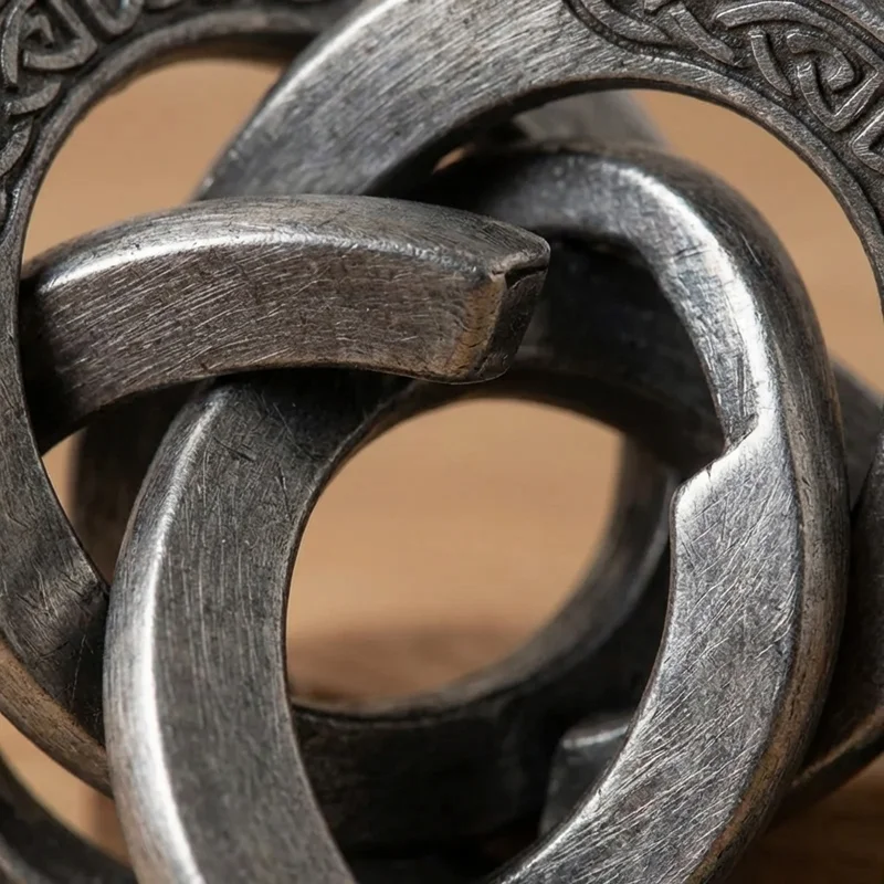 Cast Metal Celtic Knot Puzzle — Medium Interlocking Ring Challenge - 3
