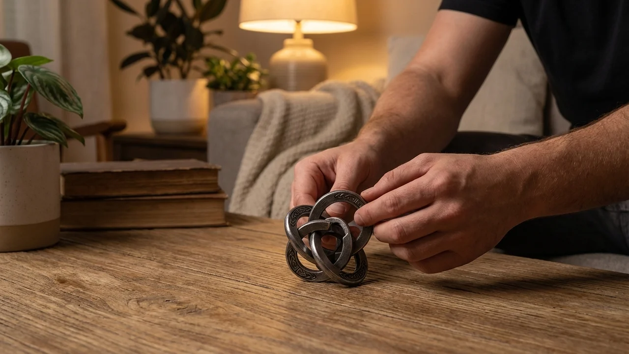 Cast Metal Celtic Knot Puzzle — Medium Interlocking Ring Challenge - 5