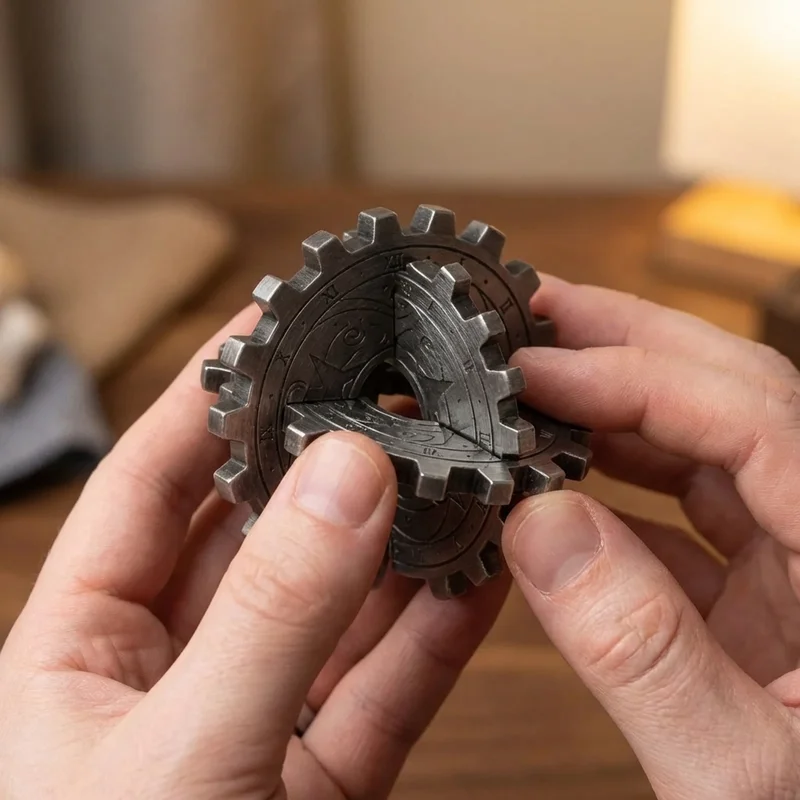 Cast Metal Galaxy Lock Puzzle — Hard Dual-Mechanism Disassembly - 4