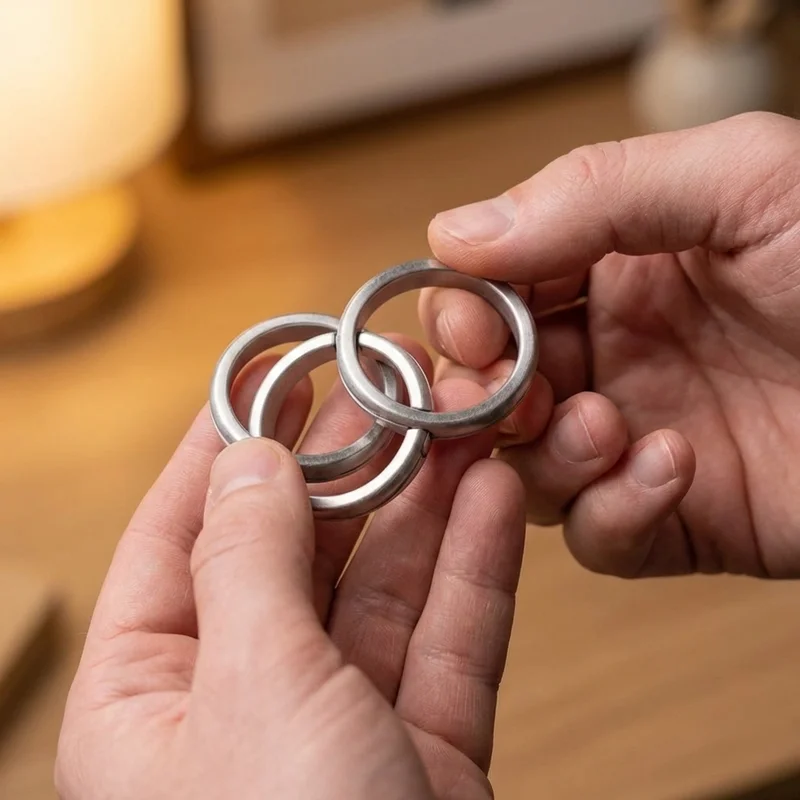 Cast Metal Horizon Rings Puzzle — Easy Rotating Band Teaser - 4