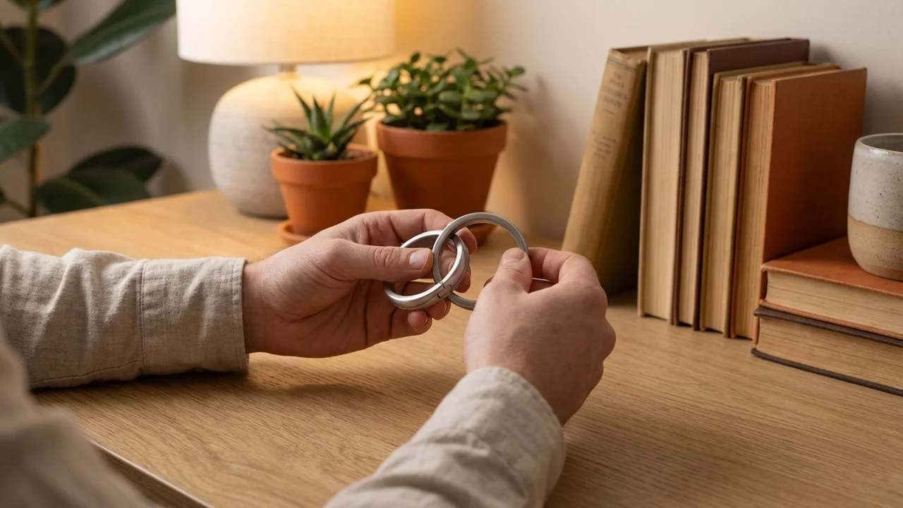 Cast Metal Horizon Rings Puzzle — Easy Rotating Band Teaser - 5