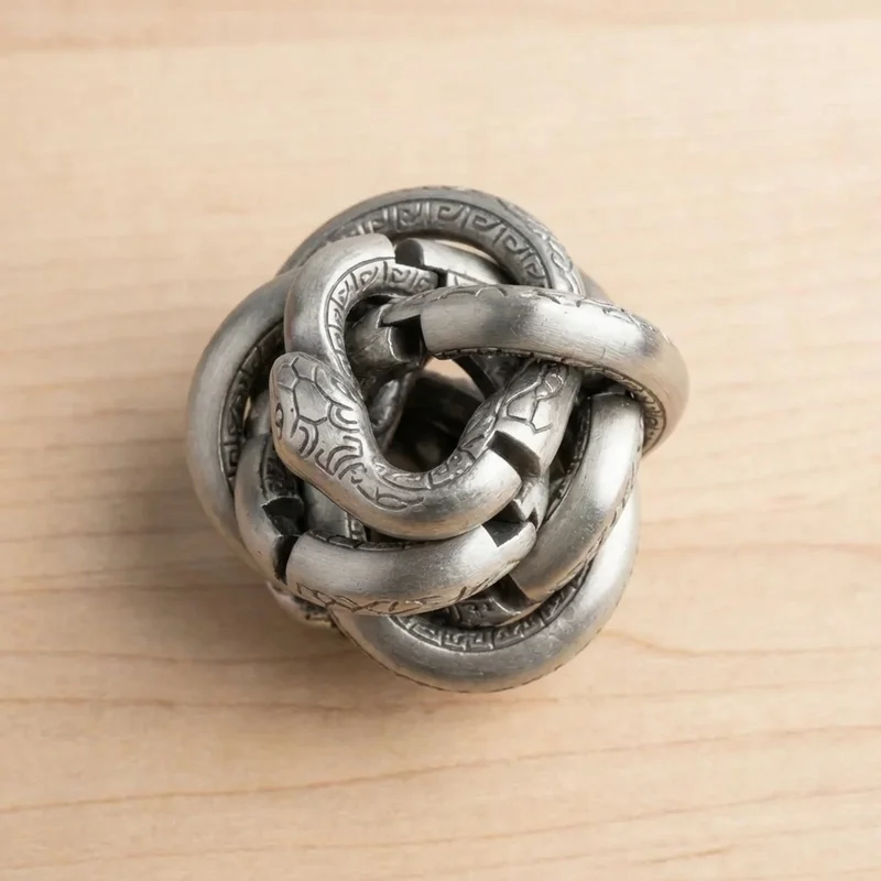 Cast Metal Serpent Coil Puzzle — Expert Twisting Labyrinth - 2