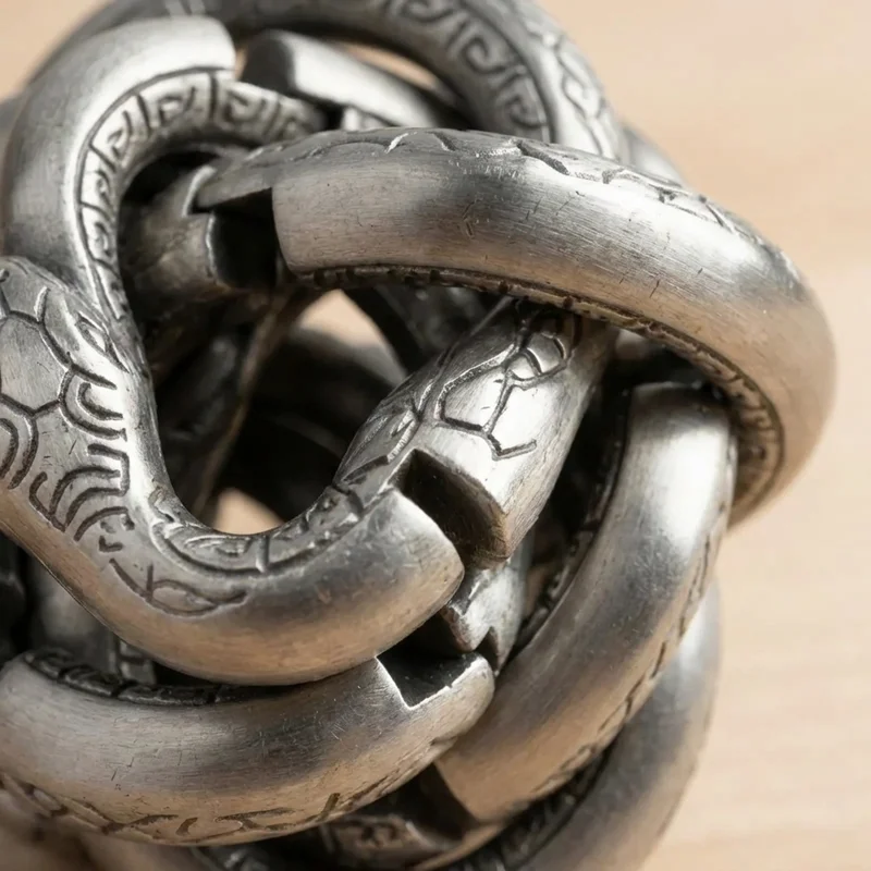 Cast Metal Serpent Coil Puzzle — Expert Twisting Labyrinth - 3