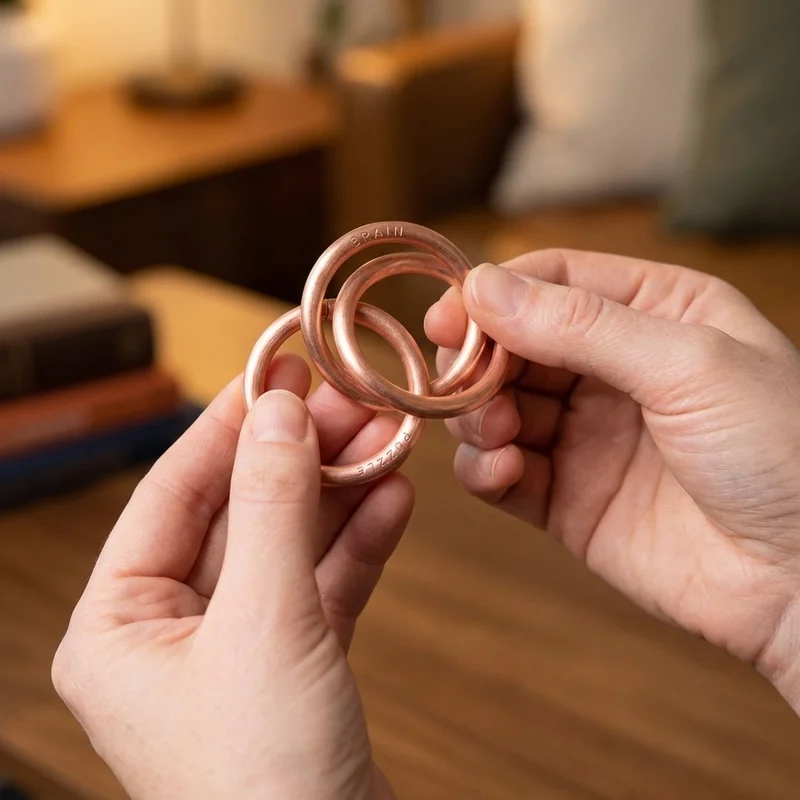 Copper Ring Puzzle Set — Easy Stylish Brain Teaser for Her - 4