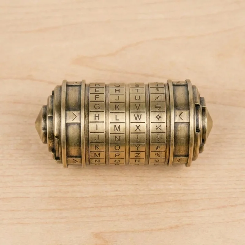 Brass Cryptex Puzzle — Medium 5-Ring Da Vinci Lock - 2