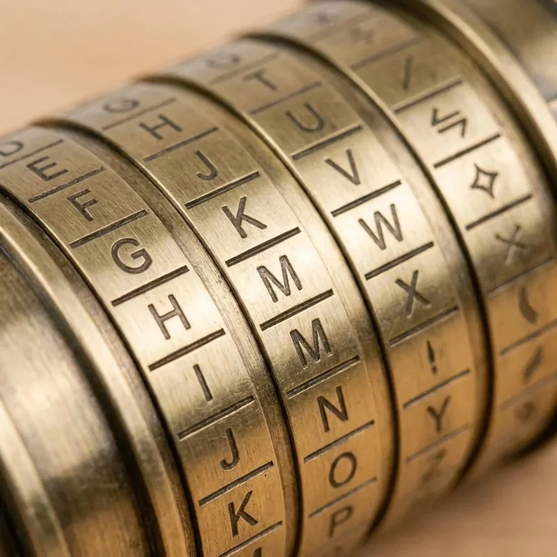 Brass Cryptex Puzzle — Medium 5-Ring Da Vinci Lock - 3